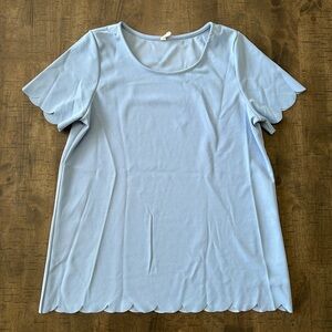 Pink Blush Blue Scalloped Short Sleeve Size Large Maternity